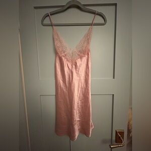 Victoria’s Secret Pink Satin Lace Slip Dress or nightgown Size M Y2k